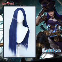Load image into Gallery viewer, UWOWO League of Legends/LOL: Caitlyn Sheriff of Piltover Cosplay Wig High Quality Dark Blue Hair