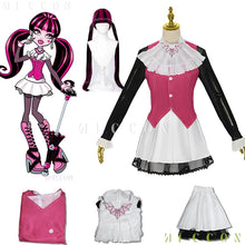 Load image into Gallery viewer, Monster Dracula Cosplay Pink Skirt Dress Girl Cosplay Costume Wig Halloween Women Fancy Roleplay Vampire Outfit disfraz