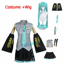 Load image into Gallery viewer, Anime Miku Cosplay Costume Wig Shoes Japan Leather Midi Dress Miku Cosplay Female Halloween Costume Girls JK Uniform Women Men