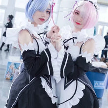 Load image into Gallery viewer, Anime Ram/Rem Lolita Maid Cosplay Costumes Vestido Re:zero Kara Hajimeru Isekai Seikatsu Halloween Costumes for Women Loli Dress