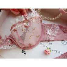 Load image into Gallery viewer, MOYISU New Arrival Luxury Pure Desire Lace Tulle Sexy Panties Lingerie Set Lilacs Embroidery Girl Boobs Big Size Big Boobs Small