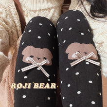 Load image into Gallery viewer, Japanese Little Bear Polka Dot Bow Lolita Socks Women Autumn Winter knee-high Socks Thick Combed Cotton Kawaii Slimming Stocking