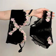 Load image into Gallery viewer, Black Mesh Embroidery Lingerie Set for Women Sexy Seamless Bras and Panty Set 2 Piece No Wire Bralette Mujer Lenceria Para Damas