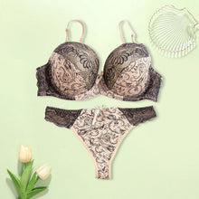 Load image into Gallery viewer, 2026 New Women Sexy Lace Underwear Set Push Up Embroidered Bra And Thong Plus Size 2 Piece Set Color Block Lingerie Suits