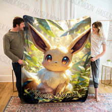 Load image into Gallery viewer, (Memo u Name)Customized Name Pokémon Eevee Print Blanket All Seasons Multi-purpose Blanket Suitable for Sofa Camping Travel Car