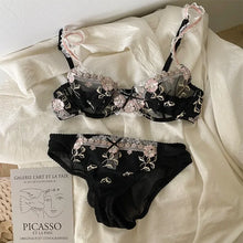 Load image into Gallery viewer, MOYISU New Arrival Luxury Pure Desire Lace Tulle Sexy Panties Lingerie Set Lilacs Embroidery Girl Boobs Big Size Big Boobs Small