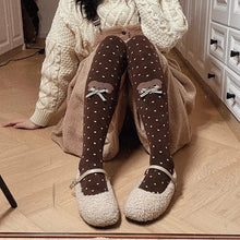 Load image into Gallery viewer, Japanese Little Bear Polka Dot Bow Lolita Socks Women Autumn Winter knee-high Socks Thick Combed Cotton Kawaii Slimming Stocking