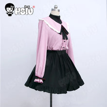 Load image into Gallery viewer, Vampire Miku Cosplay Costumes Wig Cute Vampire Costume HSIU 45CM Blue-green double ponytail short hair Pink kawaii dress