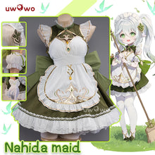 Load image into Gallery viewer, IN STOCK UWOWO Nahida Cosplay Genshin Impact Cosplay Fanart Nahida Cute Maid Cosplay Maid Dress Ice-green Halloween Outfit