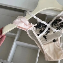 Load image into Gallery viewer, Sexy Lace Lingerie Push Up Semi-sheer Bra and Panty Sets Gathering Chest Flower Large Steel Ring Pretty Korean Fashion Bra Set