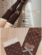 Load image into Gallery viewer, Japanese Little Bear Polka Dot Bow Lolita Socks Women Autumn Winter knee-high Socks Thick Combed Cotton Kawaii Slimming Stocking