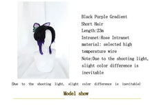 Load image into Gallery viewer, UWOWO Shinobuu Cosplay Wig 23cm Short Black Purple Gradient Hair