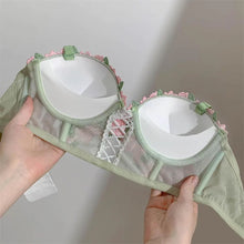 Load image into Gallery viewer, Black Mesh Embroidery Lingerie Set for Women Sexy Seamless Bras and Panty Set 2 Piece No Wire Bralette Mujer Lenceria Para Damas