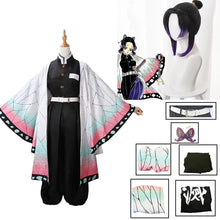 Load image into Gallery viewer, Anime Demon Slayer Kochou Shinobu Cosplay Costume Kimetsu No Yaiba Kochou Uniforms Wigs Hairs Halloween For Kids Adult Cos Party