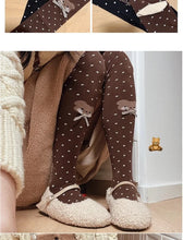 Load image into Gallery viewer, Japanese Little Bear Polka Dot Bow Lolita Socks Women Autumn Winter knee-high Socks Thick Combed Cotton Kawaii Slimming Stocking