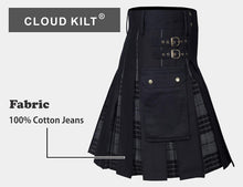 Load image into Gallery viewer, CLOUD KILT " Kilt for Men, Utility Kilt, 100% Cotton Jeans Hybrid Kilt, Modern Box Pleated Tartan Traditional Men's Kilt