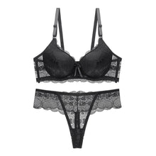 Load image into Gallery viewer, Women s Floral Lace Lingerie Set Sheer Mesh Seductive Babydoll Push up Bra and Panty 2 Pcs Set with Garter Belt