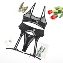 Load image into Gallery viewer, Women Transparent Bra Set Hot Erotic Sexy Costumes Solid Color Underwear Seamless Bra Thong Garters Sexy Lingerie Sets