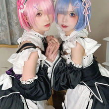Load image into Gallery viewer, Ram Rem Lolita Maid Cosplay Costumes Wig Pecula Vestido Anime Re:zero Kara Hajimeru Isekai Seikatsu Cosplay Halloween Maid Dress