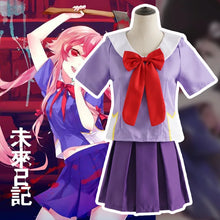 Load image into Gallery viewer, Gasai Yuno Cosplay Anime Future Diary Gasai Yuno Mirai Nikki Cosplay Costume School Uniform Bow Short Skirt Wig Halloween Suits