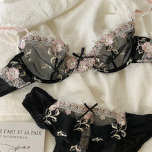 Load image into Gallery viewer, MOYISU New Arrival Luxury Pure Desire Lace Tulle Sexy Panties Lingerie Set Lilacs Embroidery Girl Boobs Big Size Big Boobs Small