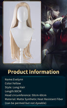 Load image into Gallery viewer, UWOWO Evelynn Wig Game League of Legends/LOL Coven Evelynn Cosplay Wig Lace wig Lace hair Long Hair Yellow Hair 90CM New Style
