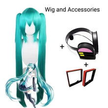 Load image into Gallery viewer, Miku Cosplay Full Set Silver Leather Fabric Suit Miku Cosplay Headwear Costume Outfit JK Sailor Dress High School Uniform Wig