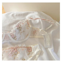 Load image into Gallery viewer, MOYISU New Arrival Luxury Pure Desire Lace Tulle Sexy Panties Lingerie Set Lilacs Embroidery Girl Boobs Big Size Big Boobs Small