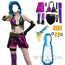 Load image into Gallery viewer, Anime Game LOL Arcane Cosplay Costume Crit Loli Jinx Cosplay Loose Cannon Cosplay Outfit Shoes Wig Sexy Women Carnival Costume