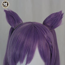 Load image into Gallery viewer, IN STOCK UWOWO Game Genshin Impact Keqing Cosplay Wig Driving Thunder Yuheng of the Liyue Qixing 80cm Purple Gray Gradient Hair