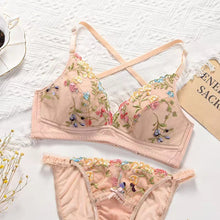 Load image into Gallery viewer, Sexy Embroidery Lingerie Lace Floral Women Underwear Bones Push Up Bra Romantic Girl Bras And Panties Set Female Beautiful Sets