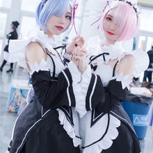 Load image into Gallery viewer, Anime Ram Rem Lolita Maid Cosplay Costumes Vestido Re:zero Kara Hajimeru Isekai Seikatsu Halloween Costumes for Women Loli Dress