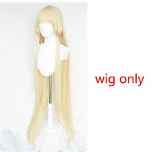Load image into Gallery viewer, Anime 51 inches 130cm Long Milk Golden Chii Blonde Wig With Cosplay Prop Ears Heat Resistance Synthetic Hair Wigs + A Wig Cap