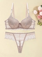 Load image into Gallery viewer, Women s Floral Lace Lingerie Set Sheer Mesh Seductive Babydoll Push up Bra and Panty 2 Pcs Set with Garter Belt