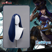 Load image into Gallery viewer, UWOWO League of Legends/LOL: Caitlyn Sheriff of Piltover Cosplay Wig High Quality Dark Blue Hair
