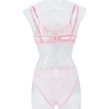 Load image into Gallery viewer, Mesh Sheer Lingerie Set – French Floral Embroidered Underwear, Sexy Bra & Briefs for Women