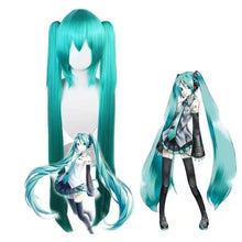 Load image into Gallery viewer, Miku Cosplay Full Set Silver Leather Fabric Suit Miku Cosplay Headwear Costume Outfit JK Sailor Dress High School Uniform Wig