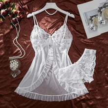 Load image into Gallery viewer, A Set Of Woman Underwear Nightgown Thong Sets Plus Size Suspender Lace Lingerie Sexy Accessories Erotic Bra Nightdress lencería