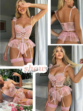 Load image into Gallery viewer, Sexy Lingerie Sets Erotic Lace Transparent Women's Underwear Erotic Sext Costumes Delicate Bra Kit Push Up Sexy Lingerie