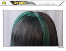 Load image into Gallery viewer, UWOWO Game Cheshire Cosplay Wig Bob haircut 35cm Gray And Green wigs Halloween Wig