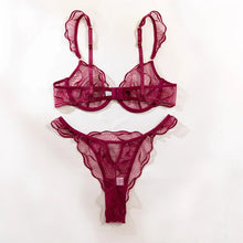 Load image into Gallery viewer, Sexy French Flower Embroidery Lace Bra Set Pure Desire Ultra Thin Push Up Wirefree Comfort Romantic Niche Bralette S-XL MOYISU