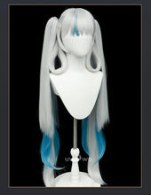 Load image into Gallery viewer, UWOWO Jinhsi Wig Game Wuthering Waves WuwWa Jinhsi Cosplay Wig With Tonytail Long Hair Gray and Blue Hair