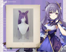 Load image into Gallery viewer, IN STOCK UWOWO Game Genshin Impact Keqing Cosplay Wig Driving Thunder Yuheng of the Liyue Qixing 80cm Purple Gray Gradient Hair