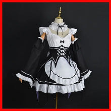 Load image into Gallery viewer, Ram Rem Lolita Maid Cosplay Costumes Wig Pecula Vestido Anime Re:zero Kara Hajimeru Isekai Seikatsu Cosplay Halloween Maid Dress