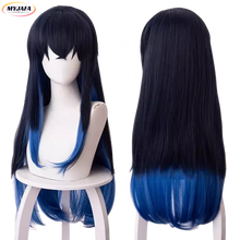 Load image into Gallery viewer, Anime Cosplay Hashibira Inosuke Cosplay Wig Women 70cm Long Straight Ombre Bule Hair Wigs + WigCap
