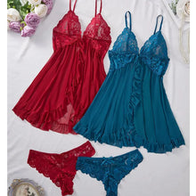 Load image into Gallery viewer, Sexy Lingerie Woman Lace Transparent Underwear Brief Sets Delicate Bra Kit Push Up Breves Sets Thin Sexy Erotic Bras Bodysuit