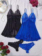 Load image into Gallery viewer, Sexy Lingerie Woman Lace Transparent Underwear Brief Sets Delicate Bra Kit Push Up Breves Sets Thin Sexy Erotic Bras Bodysuit