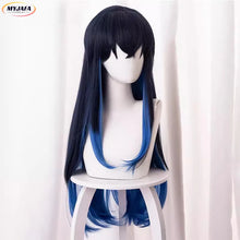Load image into Gallery viewer, Anime Cosplay Hashibira Inosuke Cosplay Wig Women 70cm Long Straight Ombre Bule Hair Wigs + WigCap