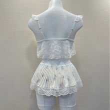 Load image into Gallery viewer, Sexy Underwear Strapless Bra & Brief Lingerie Three-piece Set Women's Pajamas Silk Lace Ruffles with Chest Pad Floral Printing