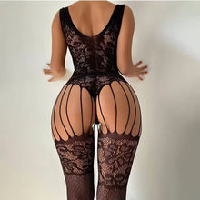 Load image into Gallery viewer, Sexy Hollow Fishnet Teddies Bodysuit Women Erotic Crotchless Lingerie Full Sleeve Bodystockings Mesh Perspective Teddy